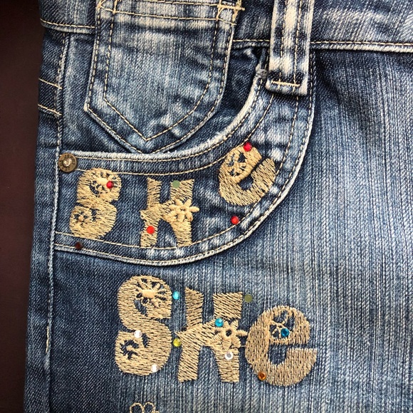 Fancy Indigo Blue Stone washed, boot cut, stretch, low rise, women’s jeans. - Picture 12 of 13